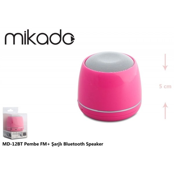 Mikado MD-12BT Pembe Şarjlı Bluetooth Speaker
