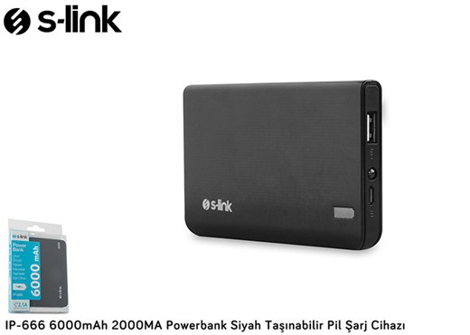 S-link IP-666 6000mAh  Powerbank Siyah 
