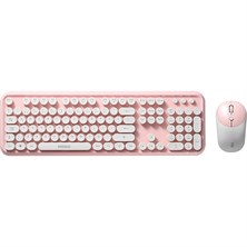 Everest ROUND KM-6282 Pink Wireless  Klavye+Mouse 
