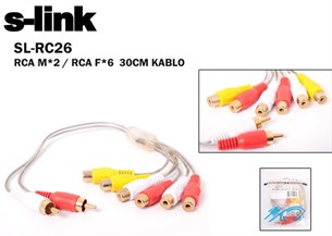 S-link SL-RC26 60cm RCA/Mx2 TO RCA/Fx6 Kablo